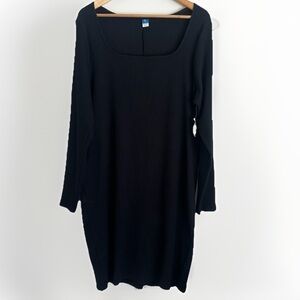 Old Navy Ribbed Square Neck Midi Dress Black XXL Tall NWT